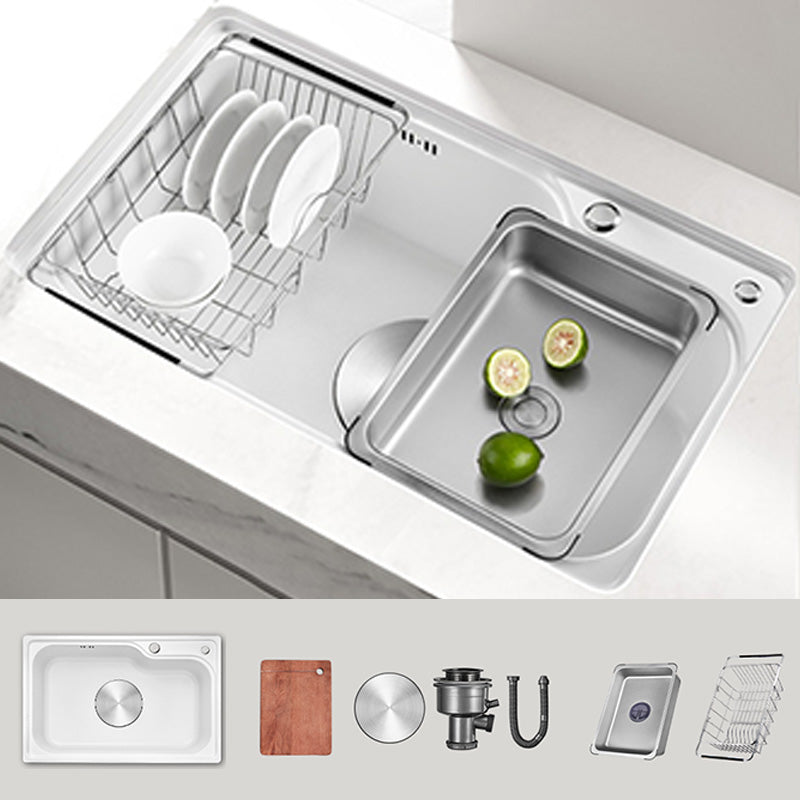 Contemporary Style Kitchen Sink Kitchen Sink with Basket Strainer 26.8"L x 17.3"W x 8.7"H Sink Only None Clearhalo 'Home Improvement' 'home_improvement' 'home_improvement_kitchen_sinks' 'Kitchen Remodel & Kitchen Fixtures' 'Kitchen Sinks & Faucet Components' 'Kitchen Sinks' 'kitchen_sinks' 7409939