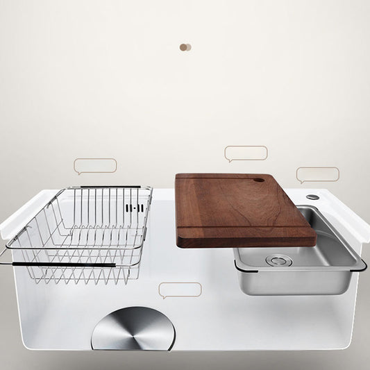 Contemporary Style Kitchen Sink Kitchen Sink with Basket Strainer Clearhalo 'Home Improvement' 'home_improvement' 'home_improvement_kitchen_sinks' 'Kitchen Remodel & Kitchen Fixtures' 'Kitchen Sinks & Faucet Components' 'Kitchen Sinks' 'kitchen_sinks' 7409944
