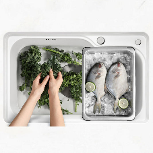 Contemporary Style Kitchen Sink Kitchen Sink with Basket Strainer Clearhalo 'Home Improvement' 'home_improvement' 'home_improvement_kitchen_sinks' 'Kitchen Remodel & Kitchen Fixtures' 'Kitchen Sinks & Faucet Components' 'Kitchen Sinks' 'kitchen_sinks' 7409946