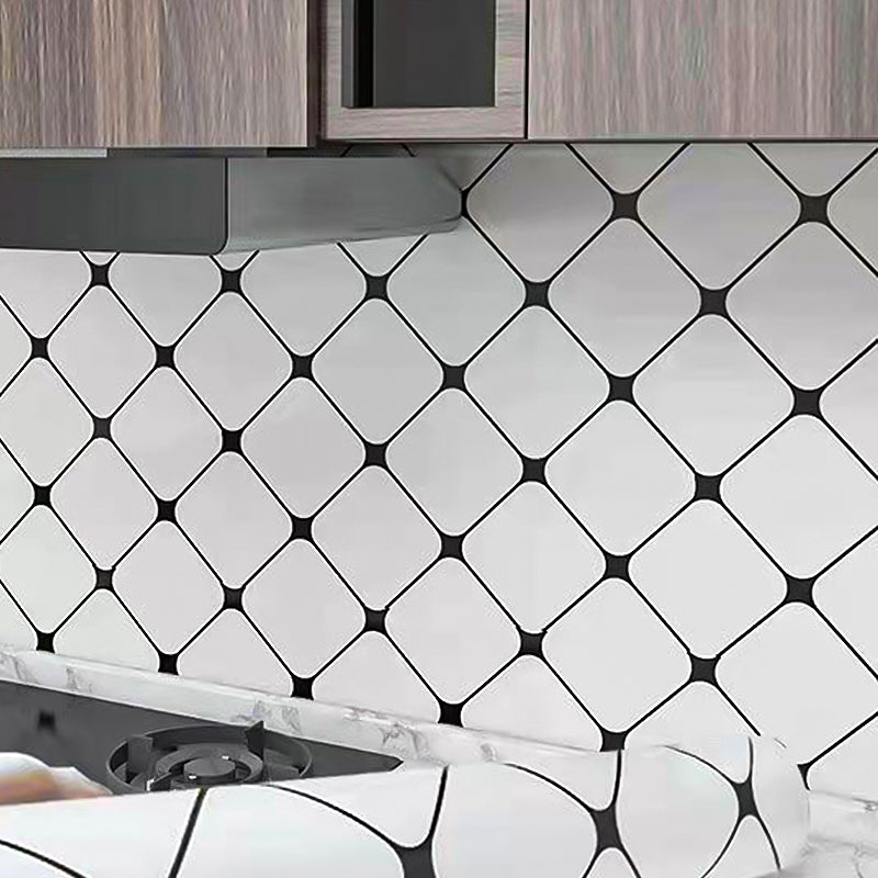 Modern Peel and Stick Backsplash Wall Tile Plastic Wallpaper for Kitchen Backsplash White-Black Clearhalo 'Flooring 'Home Improvement' 'home_improvement' 'home_improvement_peel_stick_blacksplash' 'Peel & Stick Backsplash Tile' 'peel_stick_blacksplash' 'Walls & Ceilings' Walls and Ceiling' 7409992