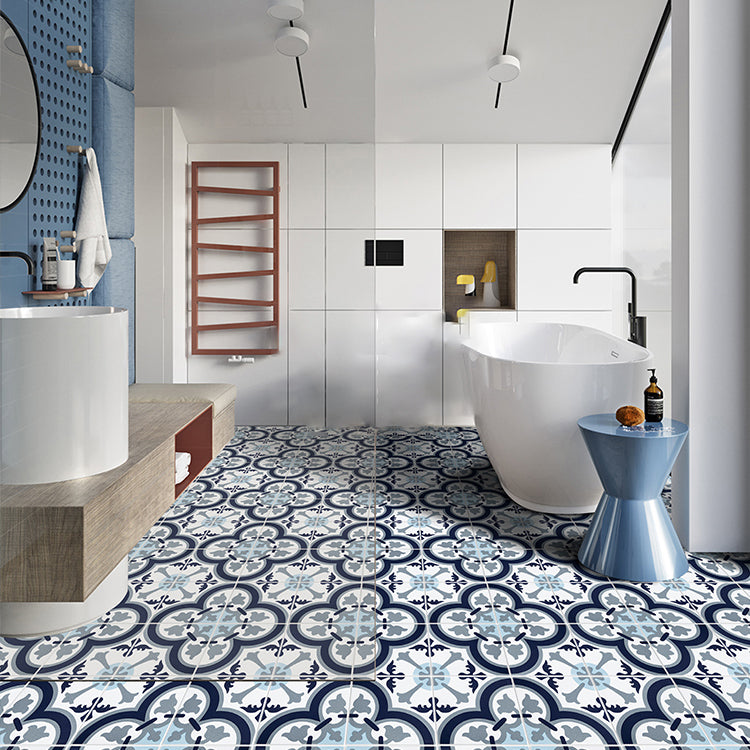 Blue Vintage Pattern Wall Tiles Natural Stone Rectangular Tiles White 364 Pieces Clearhalo 'Floor Tiles & Wall Tiles' 'floor_tiles_wall_tiles' 'Flooring 'Home Improvement' 'home_improvement' 'home_improvement_floor_tiles_wall_tiles' Walls and Ceiling' 7410570