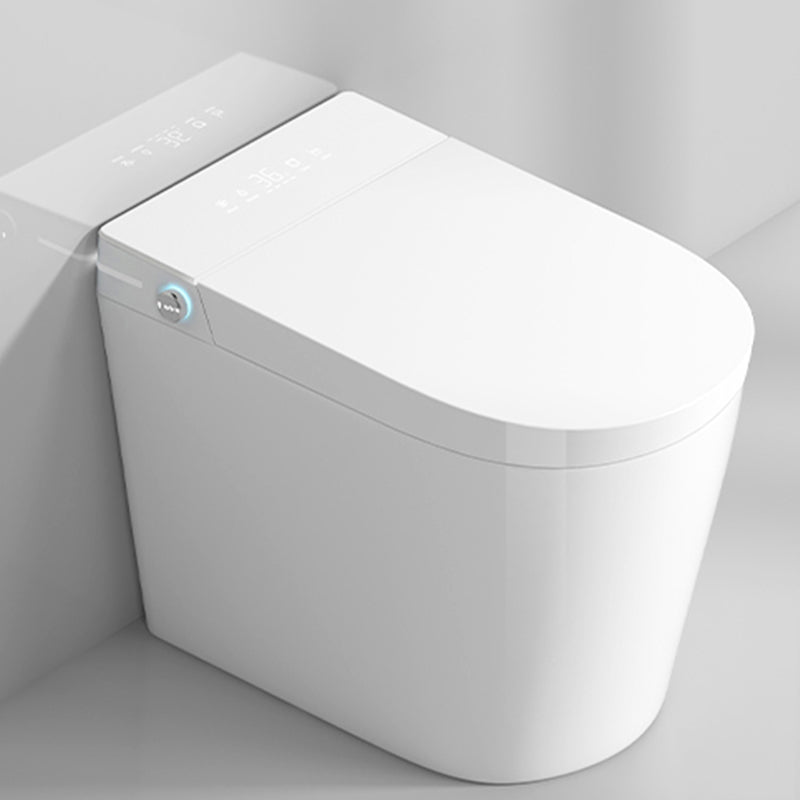 Contemporary One Piece Flush Toilet Heated Seat Included Toilet Bowl for Bathroom White Manual Flip (Standard) Clearhalo 'Bathroom Remodel & Bathroom Fixtures' 'Home Improvement' 'home_improvement' 'home_improvement_toilets' 'Toilets & Bidets' 'Toilets' 7411533