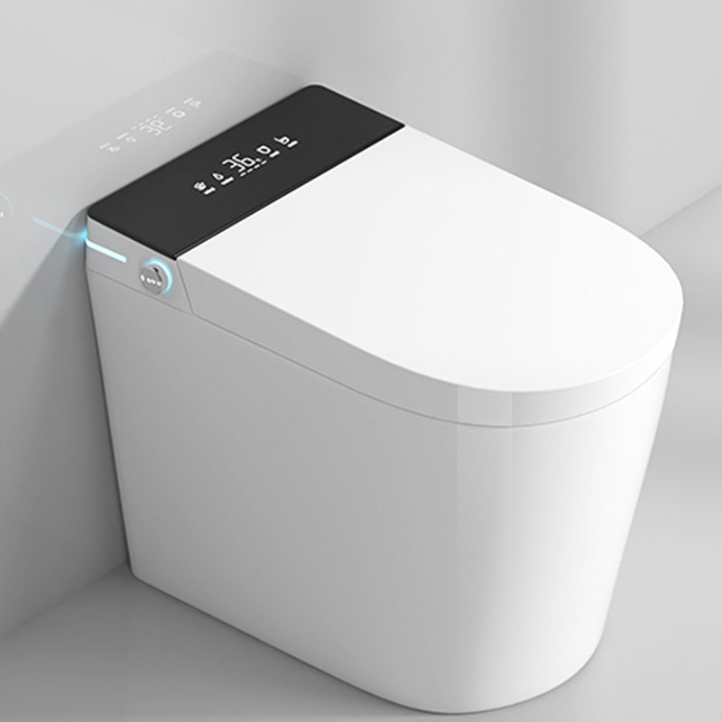 Contemporary One Piece Flush Toilet Heated Seat Included Toilet Bowl for Bathroom Black Foot Touch Flush (Standard Configuration) Clearhalo 'Bathroom Remodel & Bathroom Fixtures' 'Home Improvement' 'home_improvement' 'home_improvement_toilets' 'Toilets & Bidets' 'Toilets' 7411534