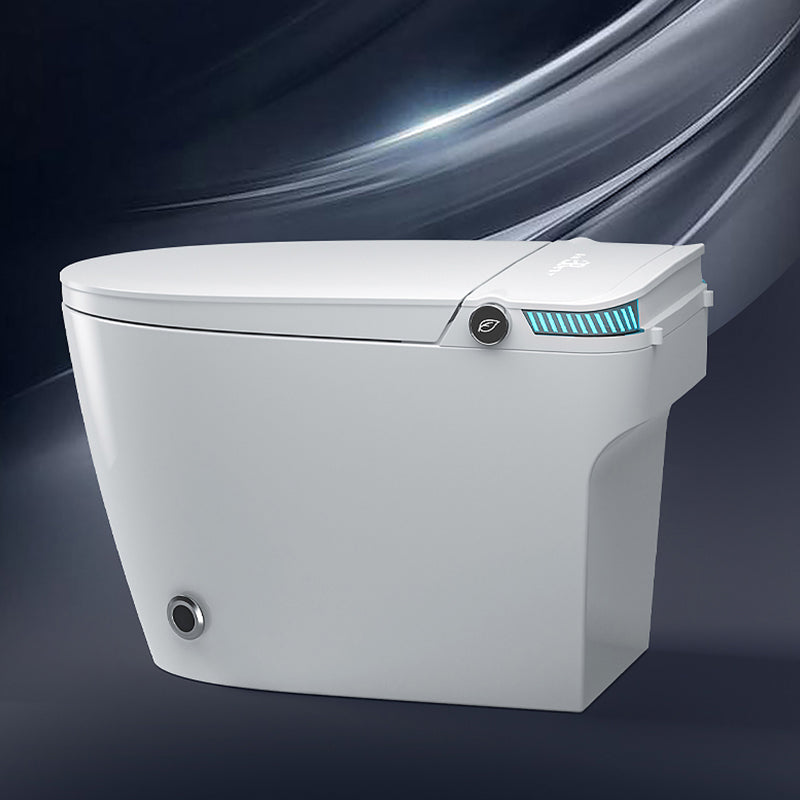 Contemporary Ceramic Flush Toilet Heated Seat Included Toilet Bowl for Washroom White Automatic Lid( Top Configuration) 14" Clearhalo 'Bathroom Remodel & Bathroom Fixtures' 'Home Improvement' 'home_improvement' 'home_improvement_toilets' 'Toilets & Bidets' 'Toilets' 7411564