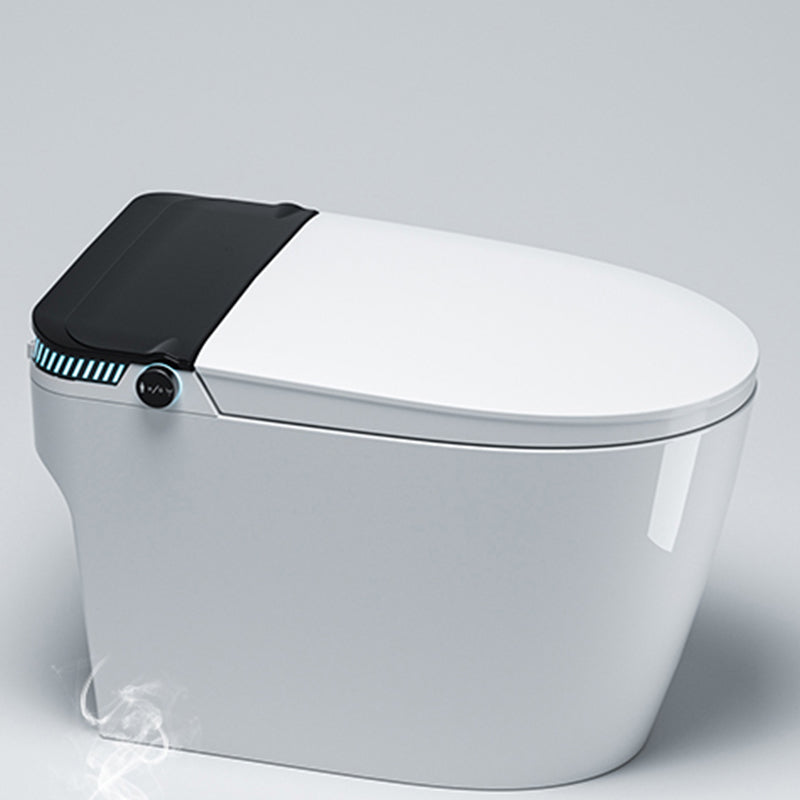 Contemporary Ceramic Flush Toilet Heated Seat Included Toilet Bowl for Washroom Black White Manual Flip (Standard) Clearhalo 'Bathroom Remodel & Bathroom Fixtures' 'Home Improvement' 'home_improvement' 'home_improvement_toilets' 'Toilets & Bidets' 'Toilets' 7411565