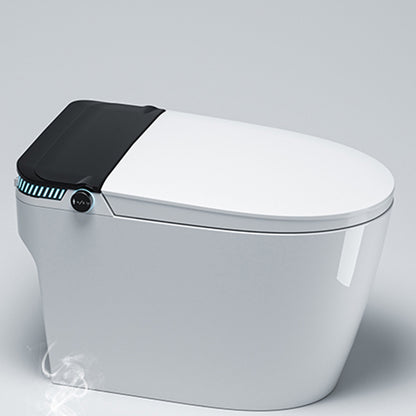 Contemporary Ceramic Flush Toilet Heated Seat Included Toilet Bowl for Washroom Black White Manual Flip (Standard) Clearhalo 'Bathroom Remodel & Bathroom Fixtures' 'Home Improvement' 'home_improvement' 'home_improvement_toilets' 'Toilets & Bidets' 'Toilets' 7411565