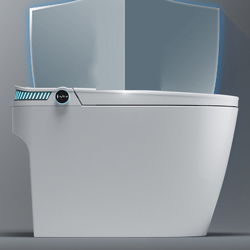 Contemporary Ceramic Flush Toilet Heated Seat Included Toilet Bowl for Washroom White Manual Flip (Standard) 14" Clearhalo 'Bathroom Remodel & Bathroom Fixtures' 'Home Improvement' 'home_improvement' 'home_improvement_toilets' 'Toilets & Bidets' 'Toilets' 7411566