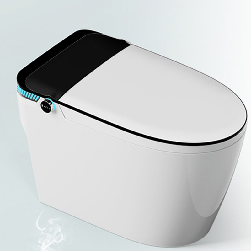 Contemporary Ceramic Flush Toilet Heated Seat Included Toilet Bowl for Washroom Black Manual Flip (Standard) Clearhalo 'Bathroom Remodel & Bathroom Fixtures' 'Home Improvement' 'home_improvement' 'home_improvement_toilets' 'Toilets & Bidets' 'Toilets' 7411567