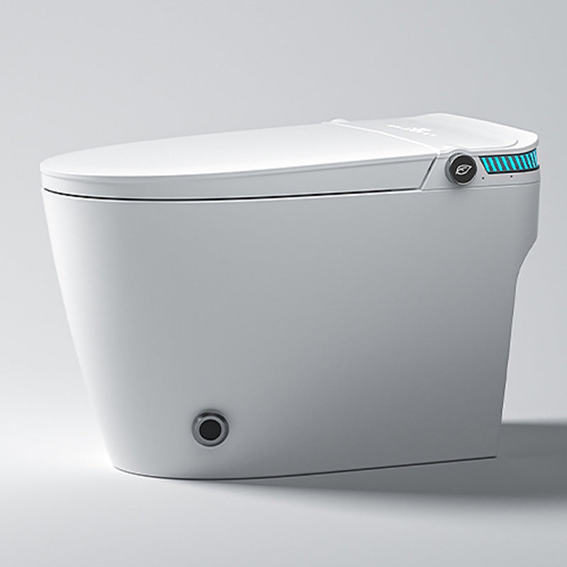 Contemporary Ceramic Flush Toilet Heated Seat Included Toilet Bowl for Washroom White Foot Touch Flush (Standard Configuration) 14" Clearhalo 'Bathroom Remodel & Bathroom Fixtures' 'Home Improvement' 'home_improvement' 'home_improvement_toilets' 'Toilets & Bidets' 'Toilets' 7411569