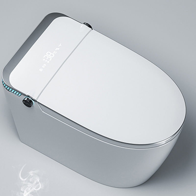 Contemporary Ceramic Flush Toilet Heated Seat Included Toilet Bowl for Washroom White Silver Clearhalo 'Bathroom Remodel & Bathroom Fixtures' 'Home Improvement' 'home_improvement' 'home_improvement_toilets' 'Toilets & Bidets' 'Toilets' 7411570