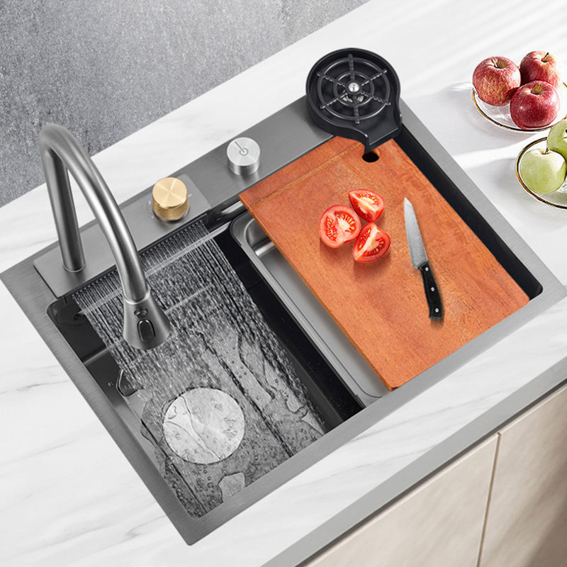 Modern Workstation Ledge Stainless Steel with Basket Strainer and Faucet Kitchen Sink Clearhalo 'Home Improvement' 'home_improvement' 'home_improvement_kitchen_sinks' 'Kitchen Remodel & Kitchen Fixtures' 'Kitchen Sinks & Faucet Components' 'Kitchen Sinks' 'kitchen_sinks' 7411910