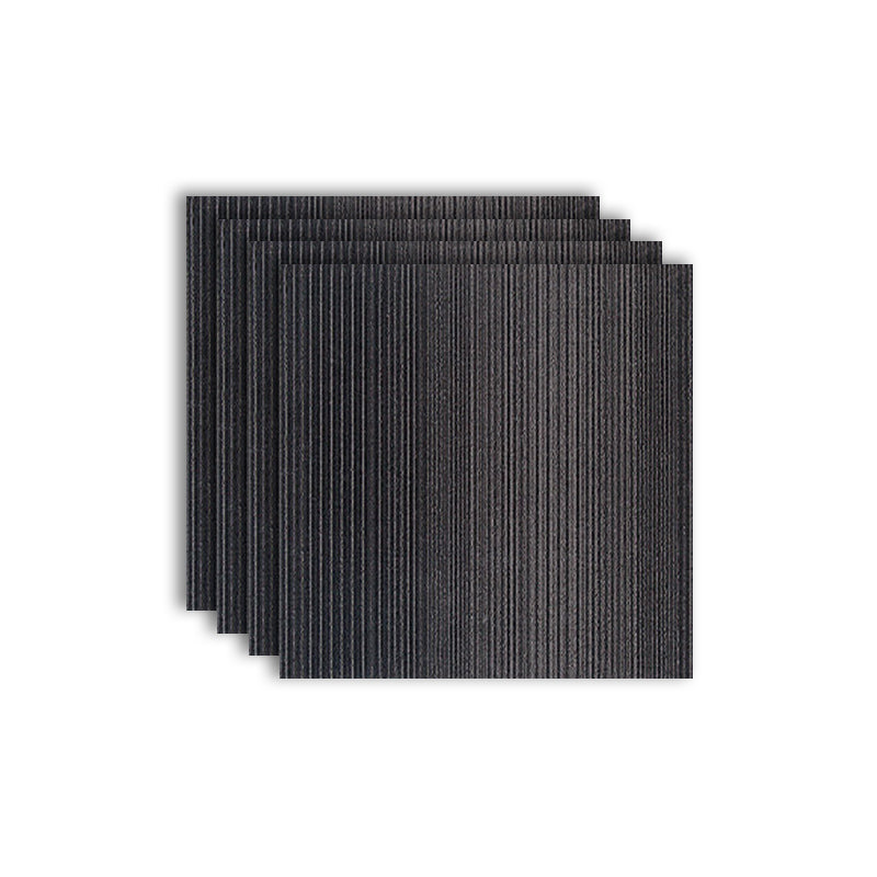 Modern Carpet Tiles Level Loop Self Adhesive Stain Resistant Carpet Tile Matte Black 4-Piece Set Vinyl Clearhalo 'Carpet Tiles & Carpet Squares' 'carpet_tiles_carpet_squares' 'Flooring 'Home Improvement' 'home_improvement' 'home_improvement_carpet_tiles_carpet_squares' Walls and Ceiling' 7412477