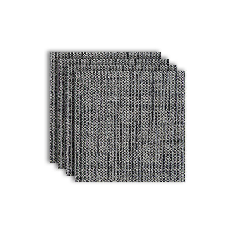 Modern Carpet Tiles Level Loop Self Adhesive Stain Resistant Carpet Tile Grey 4-Piece Set Vinyl Clearhalo 'Carpet Tiles & Carpet Squares' 'carpet_tiles_carpet_squares' 'Flooring 'Home Improvement' 'home_improvement' 'home_improvement_carpet_tiles_carpet_squares' Walls and Ceiling' 7412481