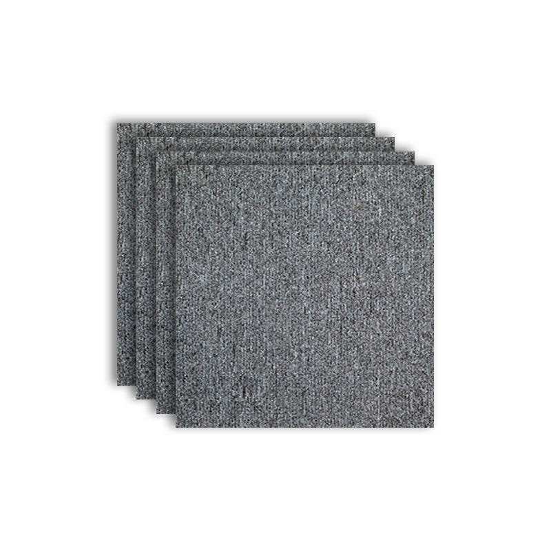 Modern Carpet Tiles Level Loop Self Adhesive Stain Resistant Carpet Tile Dark Gray 4-Piece Set Clearhalo 'Carpet Tiles & Carpet Squares' 'carpet_tiles_carpet_squares' 'Flooring 'Home Improvement' 'home_improvement' 'home_improvement_carpet_tiles_carpet_squares' Walls and Ceiling' 7412484