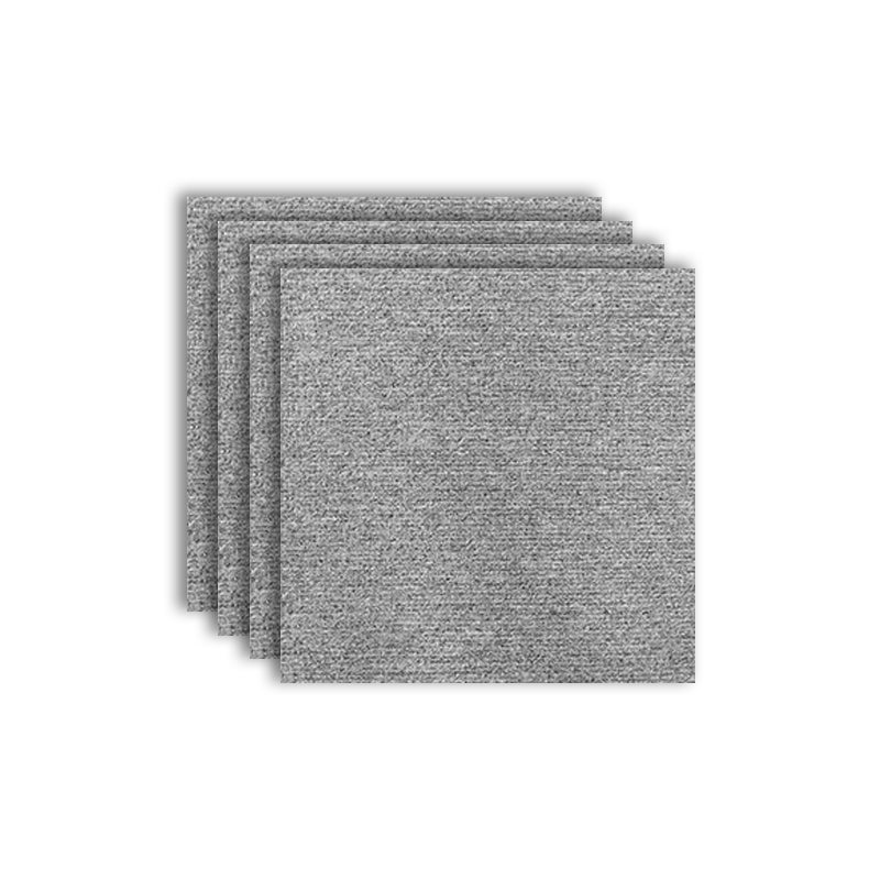 Modern Carpet Tiles Level Loop Self Adhesive Stain Resistant Carpet Tile Light Gray 4-Piece Set Clearhalo 'Carpet Tiles & Carpet Squares' 'carpet_tiles_carpet_squares' 'Flooring 'Home Improvement' 'home_improvement' 'home_improvement_carpet_tiles_carpet_squares' Walls and Ceiling' 7412485
