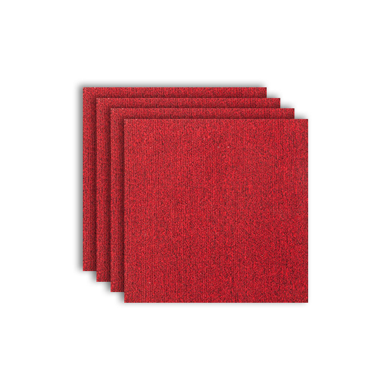Modern Carpet Tiles Level Loop Self Adhesive Stain Resistant Carpet Tile Red 4-Piece Set Clearhalo 'Carpet Tiles & Carpet Squares' 'carpet_tiles_carpet_squares' 'Flooring 'Home Improvement' 'home_improvement' 'home_improvement_carpet_tiles_carpet_squares' Walls and Ceiling' 7412487