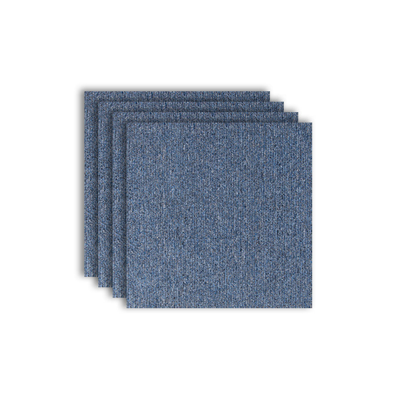 Modern Carpet Tiles Level Loop Self Adhesive Stain Resistant Carpet Tile Blue 4-Piece Set Clearhalo 'Carpet Tiles & Carpet Squares' 'carpet_tiles_carpet_squares' 'Flooring 'Home Improvement' 'home_improvement' 'home_improvement_carpet_tiles_carpet_squares' Walls and Ceiling' 7412488