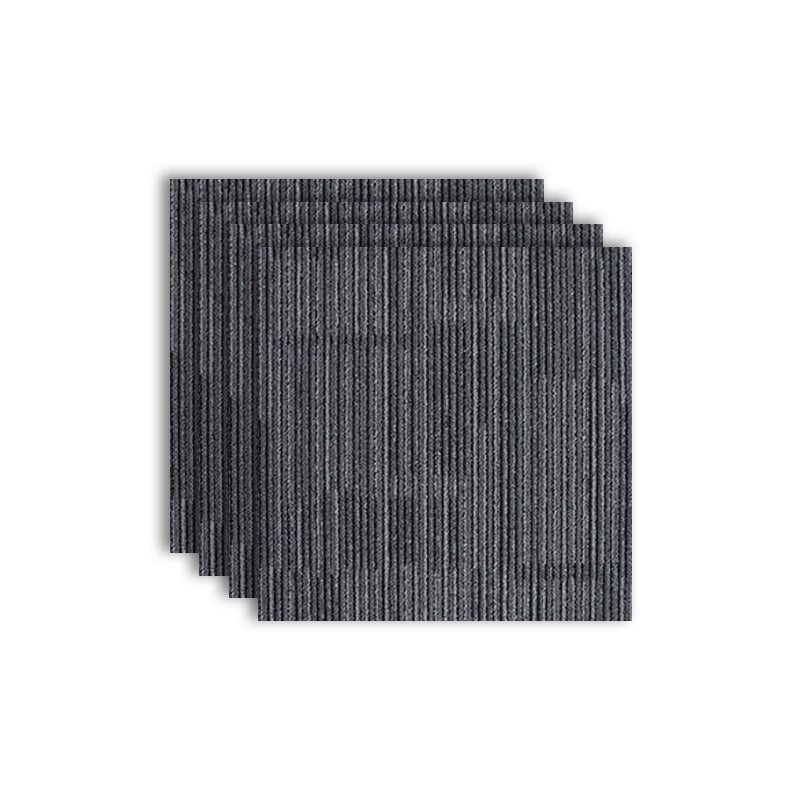 Modern Carpet Tiles Level Loop Self Adhesive Stain Resistant Carpet Tile Textured Black 4-Piece Set Clearhalo 'Carpet Tiles & Carpet Squares' 'carpet_tiles_carpet_squares' 'Flooring 'Home Improvement' 'home_improvement' 'home_improvement_carpet_tiles_carpet_squares' Walls and Ceiling' 7412490