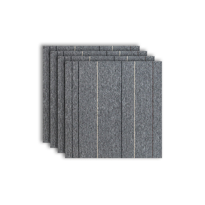 Modern Carpet Tiles Level Loop Self Adhesive Stain Resistant Carpet Tile Smoke Gray 4-Piece Set Clearhalo 'Carpet Tiles & Carpet Squares' 'carpet_tiles_carpet_squares' 'Flooring 'Home Improvement' 'home_improvement' 'home_improvement_carpet_tiles_carpet_squares' Walls and Ceiling' 7412493