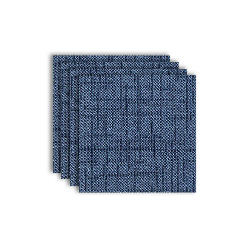 Modern Carpet Tiles Level Loop Self Adhesive Stain Resistant Carpet Tile Ocean Blue 4-Piece Set Vinyl Clearhalo 'Carpet Tiles & Carpet Squares' 'carpet_tiles_carpet_squares' 'Flooring 'Home Improvement' 'home_improvement' 'home_improvement_carpet_tiles_carpet_squares' Walls and Ceiling' 7412498