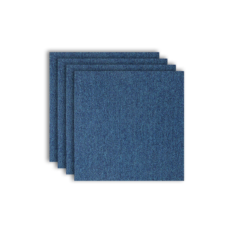 Modern Carpet Tiles Level Loop Self Adhesive Stain Resistant Carpet Tile Dark Blue 4-Piece Set Clearhalo 'Carpet Tiles & Carpet Squares' 'carpet_tiles_carpet_squares' 'Flooring 'Home Improvement' 'home_improvement' 'home_improvement_carpet_tiles_carpet_squares' Walls and Ceiling' 7412502