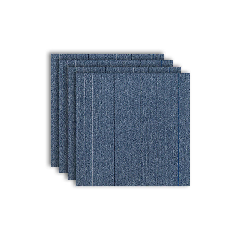 Modern Carpet Tiles Level Loop Self Adhesive Stain Resistant Carpet Tile Dark Blue-Gray 4-Piece Set Clearhalo 'Carpet Tiles & Carpet Squares' 'carpet_tiles_carpet_squares' 'Flooring 'Home Improvement' 'home_improvement' 'home_improvement_carpet_tiles_carpet_squares' Walls and Ceiling' 7412503