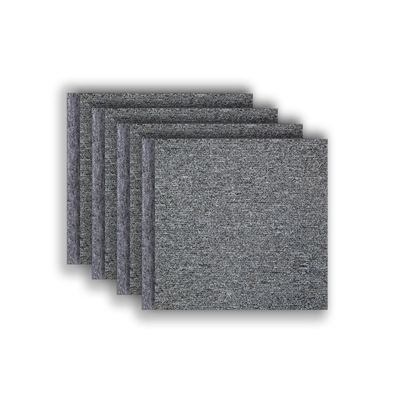 Modern Carpet Tiles Level Loop Self Adhesive Stain Resistant Carpet Tile Dark Heather Gray 4-Piece Set Clearhalo 'Carpet Tiles & Carpet Squares' 'carpet_tiles_carpet_squares' 'Flooring 'Home Improvement' 'home_improvement' 'home_improvement_carpet_tiles_carpet_squares' Walls and Ceiling' 7412504