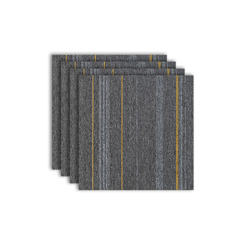 Modern Carpet Tiles Level Loop Self Adhesive Stain Resistant Carpet Tile Dark Gray-Yellow 4-Piece Set Clearhalo 'Carpet Tiles & Carpet Squares' 'carpet_tiles_carpet_squares' 'Flooring 'Home Improvement' 'home_improvement' 'home_improvement_carpet_tiles_carpet_squares' Walls and Ceiling' 7412506