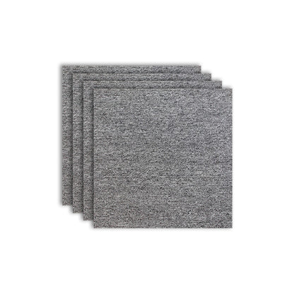 Modern Carpet Tiles Level Loop Self Adhesive Stain Resistant Carpet Tile Medium Grey 4-Piece Set Clearhalo 'Carpet Tiles & Carpet Squares' 'carpet_tiles_carpet_squares' 'Flooring 'Home Improvement' 'home_improvement' 'home_improvement_carpet_tiles_carpet_squares' Walls and Ceiling' 7412508