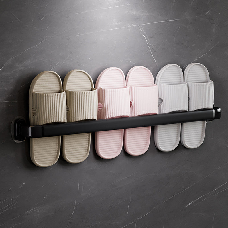 Modern Metal Bathroom Hardware Adhesive Mount Bathroom Accessory Kit Black Slipper Rack (27"L) Clearhalo 'Bathroom Hardware Sets' 'Bathroom Hardware' 'Bathroom Remodel & Bathroom Fixtures' 'bathroom_hardware_sets' 'Home Improvement' 'home_improvement' 'home_improvement_bathroom_hardware_sets' 7413225
