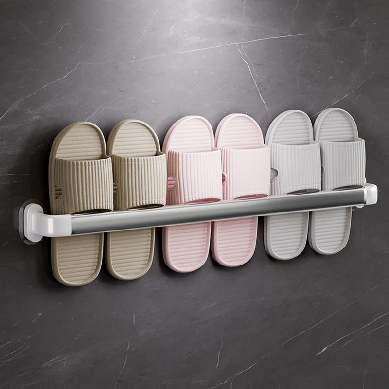 Modern Metal Bathroom Hardware Adhesive Mount Bathroom Accessory Kit Silver Slipper Rack (27"L) Clearhalo 'Bathroom Hardware Sets' 'Bathroom Hardware' 'Bathroom Remodel & Bathroom Fixtures' 'bathroom_hardware_sets' 'Home Improvement' 'home_improvement' 'home_improvement_bathroom_hardware_sets' 7413234