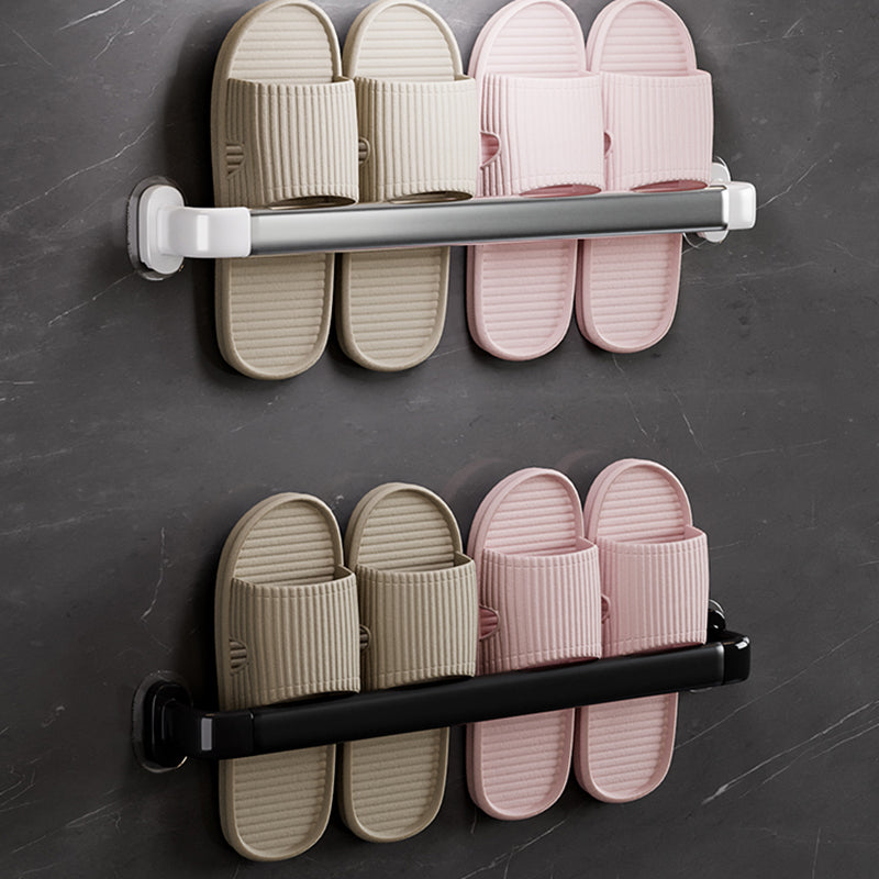 Modern Metal Bathroom Hardware Adhesive Mount Bathroom Accessory Kit Silver Black 2-Piece Set (18"L) Clearhalo 'Bathroom Hardware Sets' 'Bathroom Hardware' 'Bathroom Remodel & Bathroom Fixtures' 'bathroom_hardware_sets' 'Home Improvement' 'home_improvement' 'home_improvement_bathroom_hardware_sets' 7413248