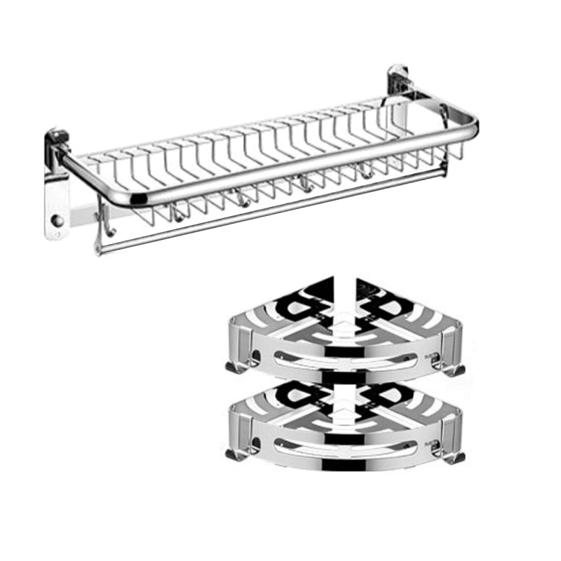 Minimalistic Bathroom Accessory Kit Paper Holder Towel Bar Stainless Steel Bathroom Set Towel Rack with Bath Shelf (Triangular) Clearhalo 'Bathroom Hardware Sets' 'Bathroom Hardware' 'Bathroom Remodel & Bathroom Fixtures' 'bathroom_hardware_sets' 'Home Improvement' 'home_improvement' 'home_improvement_bathroom_hardware_sets' 7413256
