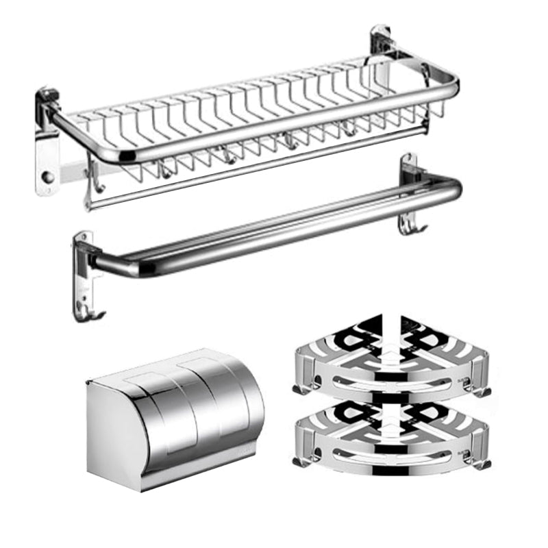 Minimalistic Bathroom Accessory Kit Paper Holder Towel Bar Stainless Steel Bathroom Set 5-Piece Set (Towel Bar) Clearhalo 'Bathroom Hardware Sets' 'Bathroom Hardware' 'Bathroom Remodel & Bathroom Fixtures' 'bathroom_hardware_sets' 'Home Improvement' 'home_improvement' 'home_improvement_bathroom_hardware_sets' 7413258