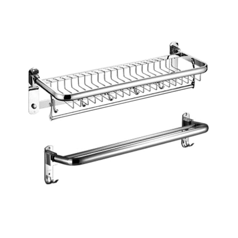 Minimalistic Bathroom Accessory Kit Paper Holder Towel Bar Stainless Steel Bathroom Set Towel Rack with Towel Bar Clearhalo 'Bathroom Hardware Sets' 'Bathroom Hardware' 'Bathroom Remodel & Bathroom Fixtures' 'bathroom_hardware_sets' 'Home Improvement' 'home_improvement' 'home_improvement_bathroom_hardware_sets' 7413261