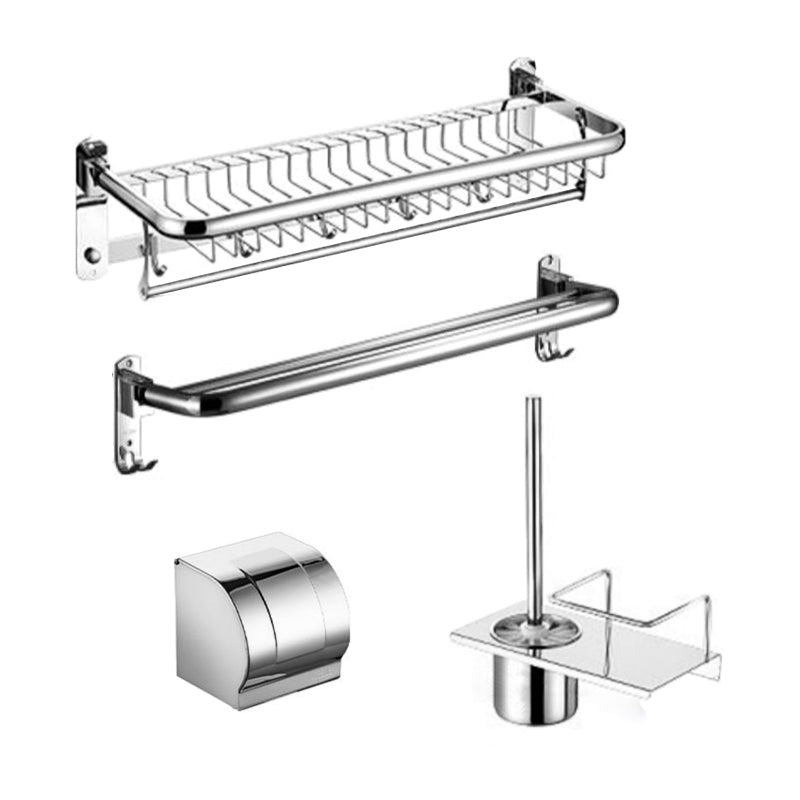 Minimalistic Bathroom Accessory Kit Paper Holder Towel Bar Stainless Steel Bathroom Set 4-Piece Set (Toilet Paper Holder) Clearhalo 'Bathroom Hardware Sets' 'Bathroom Hardware' 'Bathroom Remodel & Bathroom Fixtures' 'bathroom_hardware_sets' 'Home Improvement' 'home_improvement' 'home_improvement_bathroom_hardware_sets' 7413267