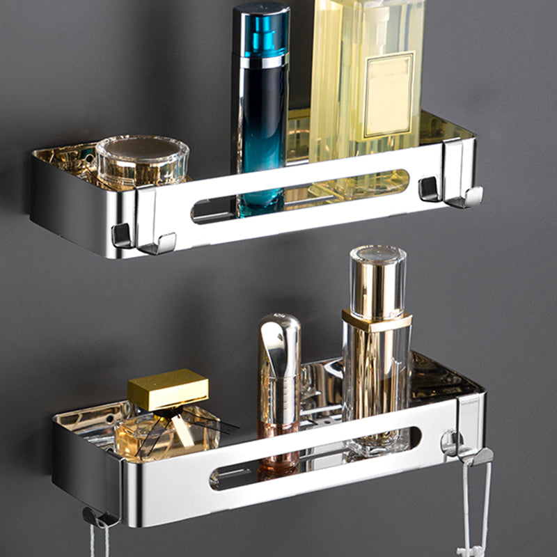 Minimalistic Bathroom Accessory Kit Paper Holder Towel Bar Stainless Steel Bathroom Set Double Layer Square Bath Shelves Clearhalo 'Bathroom Hardware Sets' 'Bathroom Hardware' 'Bathroom Remodel & Bathroom Fixtures' 'bathroom_hardware_sets' 'Home Improvement' 'home_improvement' 'home_improvement_bathroom_hardware_sets' 7413272