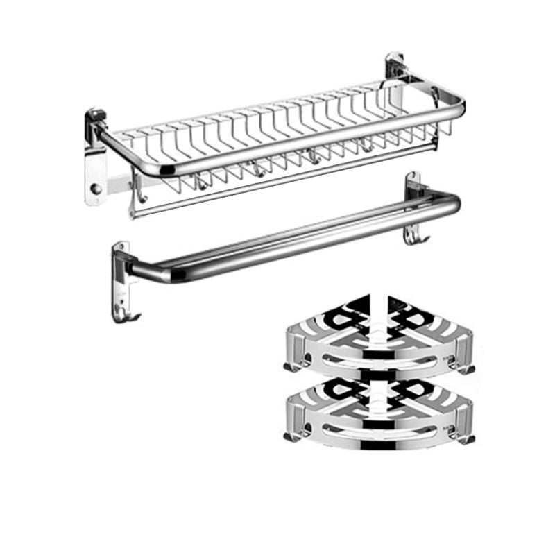 Minimalistic Bathroom Accessory Kit Paper Holder Towel Bar Stainless Steel Bathroom Set 4-Piece Set (Towel Bar) Clearhalo 'Bathroom Hardware Sets' 'Bathroom Hardware' 'Bathroom Remodel & Bathroom Fixtures' 'bathroom_hardware_sets' 'Home Improvement' 'home_improvement' 'home_improvement_bathroom_hardware_sets' 7413277