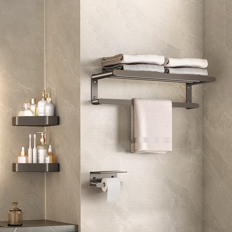 Contemporary Bathroom Accessory As Individual Or As a Set in Grey 4-Piece Set (Toilet Paper Holder) Clearhalo 'Bathroom Hardware Sets' 'Bathroom Hardware' 'Bathroom Remodel & Bathroom Fixtures' 'bathroom_hardware_sets' 'Home Improvement' 'home_improvement' 'home_improvement_bathroom_hardware_sets' 7415293