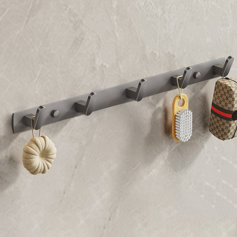 Contemporary Bathroom Accessory As Individual Or As a Set in Grey Row Hook (5 Rows) Clearhalo 'Bathroom Hardware Sets' 'Bathroom Hardware' 'Bathroom Remodel & Bathroom Fixtures' 'bathroom_hardware_sets' 'Home Improvement' 'home_improvement' 'home_improvement_bathroom_hardware_sets' 7415296