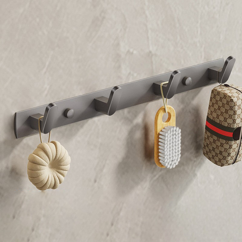 Contemporary Bathroom Accessory As Individual Or As a Set in Grey Row Hook (4 Rows) Clearhalo 'Bathroom Hardware Sets' 'Bathroom Hardware' 'Bathroom Remodel & Bathroom Fixtures' 'bathroom_hardware_sets' 'Home Improvement' 'home_improvement' 'home_improvement_bathroom_hardware_sets' 7415303