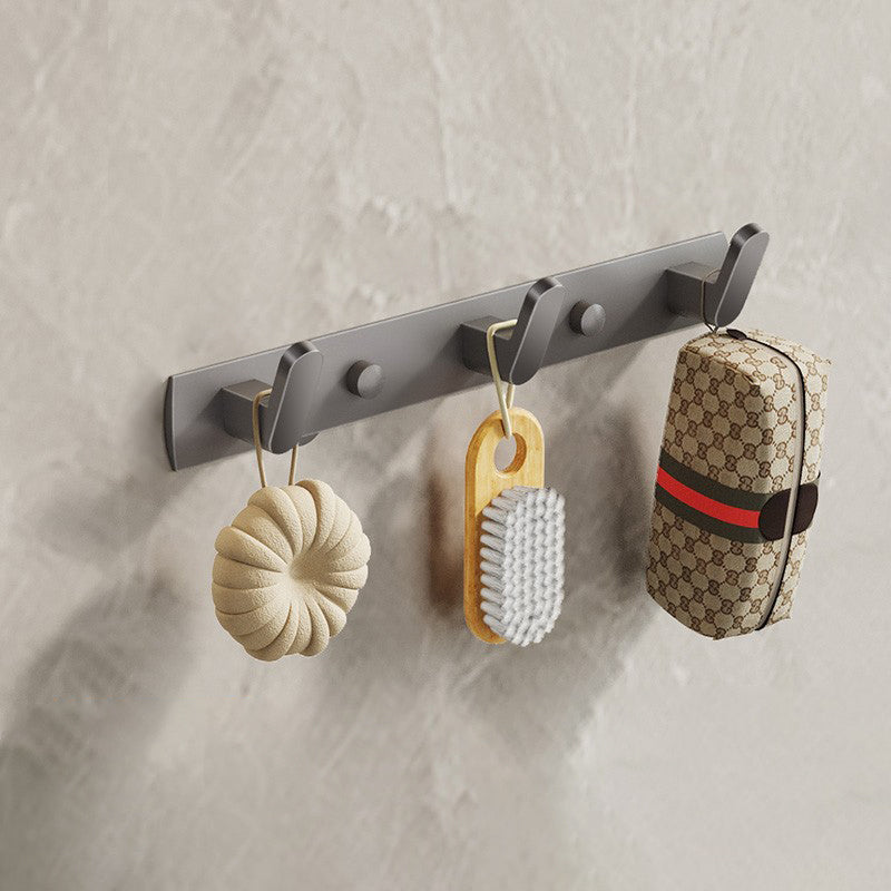 Contemporary Bathroom Accessory As Individual Or As a Set in Grey Row Hook (3 Rows) Clearhalo 'Bathroom Hardware Sets' 'Bathroom Hardware' 'Bathroom Remodel & Bathroom Fixtures' 'bathroom_hardware_sets' 'Home Improvement' 'home_improvement' 'home_improvement_bathroom_hardware_sets' 7415304