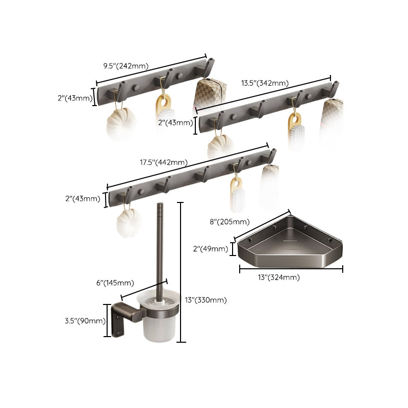 Contemporary Bathroom Accessory As Individual Or As a Set in Grey Clearhalo 'Bathroom Hardware Sets' 'Bathroom Hardware' 'Bathroom Remodel & Bathroom Fixtures' 'bathroom_hardware_sets' 'Home Improvement' 'home_improvement' 'home_improvement_bathroom_hardware_sets' 7415306