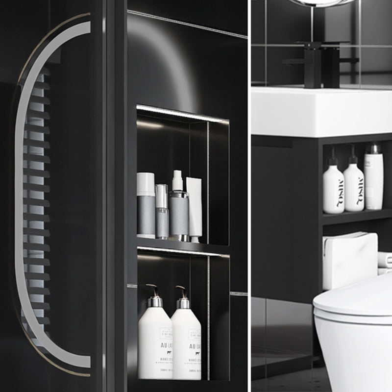 Single Sink Black Vanity Modern Wall Mount Ceramic Sink Vanity Clearhalo 'Bathroom Remodel & Bathroom Fixtures' 'Bathroom Vanities' 'bathroom_vanities' 'Home Improvement' 'home_improvement' 'home_improvement_bathroom_vanities' 7416242
