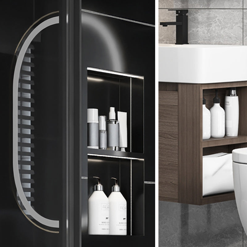 Modern Single Sink Vanity Wall Mount Brown Wooden Vanity Set Clearhalo 'Bathroom Remodel & Bathroom Fixtures' 'Bathroom Vanities' 'bathroom_vanities' 'Home Improvement' 'home_improvement' 'home_improvement_bathroom_vanities' 7416407