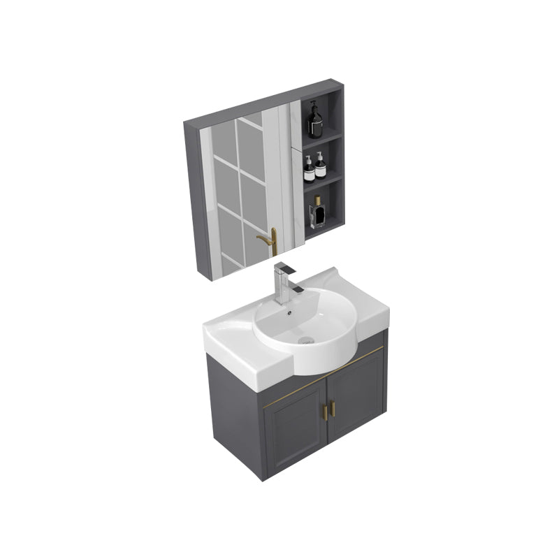 Glam Metal Base Vanity Wall Mount Bath Vanity Set with Soft Close Door Clearhalo 'Bathroom Remodel & Bathroom Fixtures' 'Bathroom Vanities' 'bathroom_vanities' 'Home Improvement' 'home_improvement' 'home_improvement_bathroom_vanities' 7416487