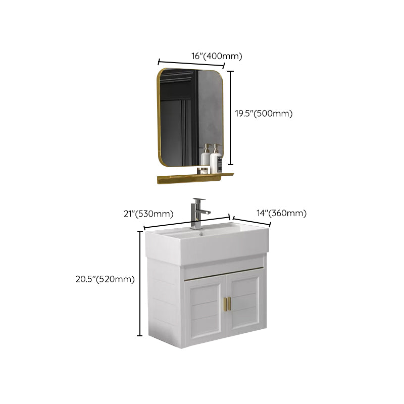 Glam Metal Base Vanity Wall Mount Bath Vanity Set with Soft Close Door Clearhalo 'Bathroom Remodel & Bathroom Fixtures' 'Bathroom Vanities' 'bathroom_vanities' 'Home Improvement' 'home_improvement' 'home_improvement_bathroom_vanities' 7416512