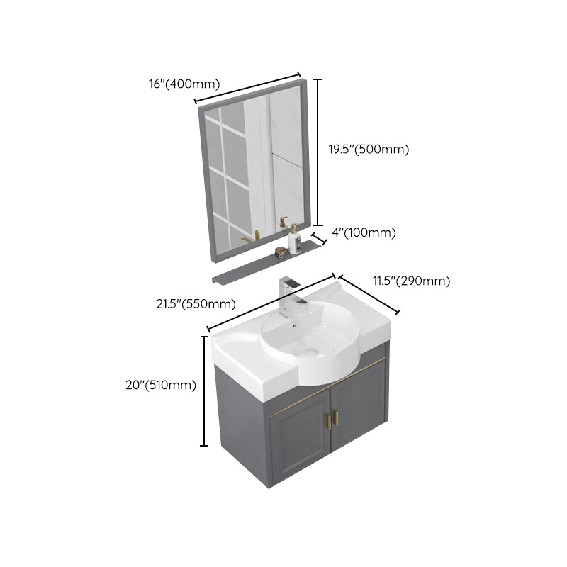 Glam Metal Base Vanity Wall Mount Bath Vanity Set with Soft Close Door Clearhalo 'Bathroom Remodel & Bathroom Fixtures' 'Bathroom Vanities' 'bathroom_vanities' 'Home Improvement' 'home_improvement' 'home_improvement_bathroom_vanities' 7416519