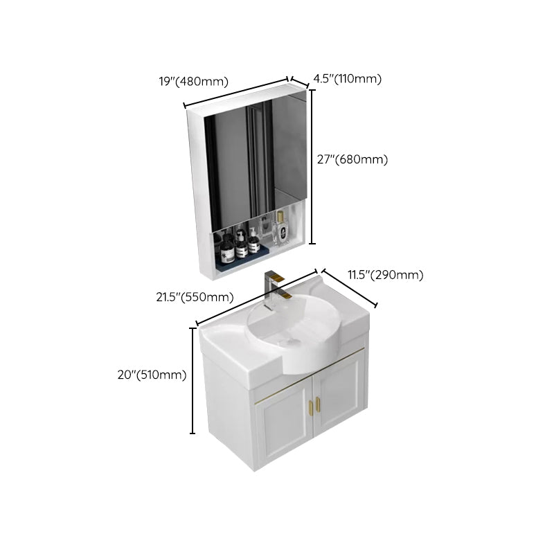 Glam Metal Base Vanity Wall Mount Bath Vanity Set with Soft Close Door Clearhalo 'Bathroom Remodel & Bathroom Fixtures' 'Bathroom Vanities' 'bathroom_vanities' 'Home Improvement' 'home_improvement' 'home_improvement_bathroom_vanities' 7416530