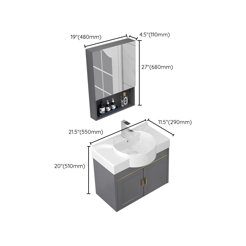 Glam Metal Base Vanity Wall Mount Bath Vanity Set with Soft Close Door Clearhalo 'Bathroom Remodel & Bathroom Fixtures' 'Bathroom Vanities' 'bathroom_vanities' 'Home Improvement' 'home_improvement' 'home_improvement_bathroom_vanities' 7416531